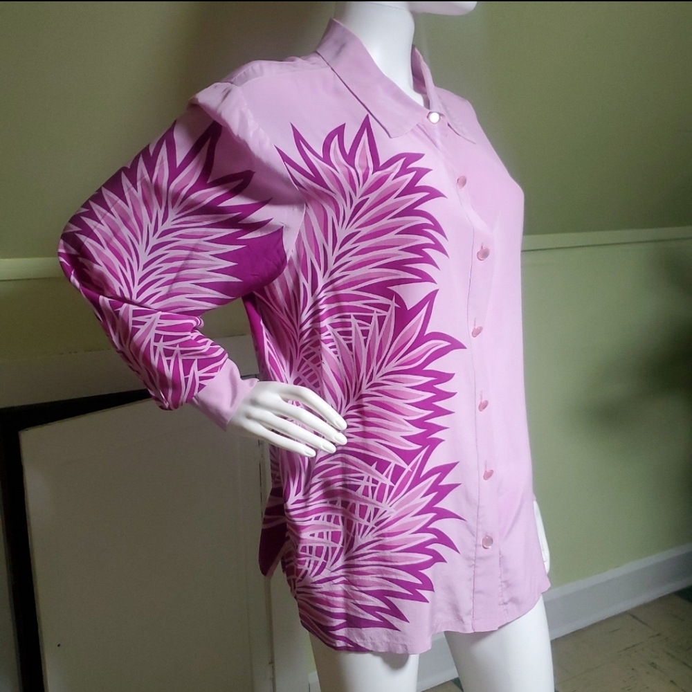 100% Silk Vintage Bob Mackie Wearable Art Pink Palms